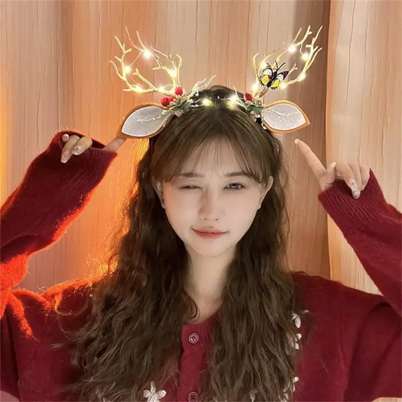 LED Light Antler Headband Cute Christmas Party Atmosphere Decoration
