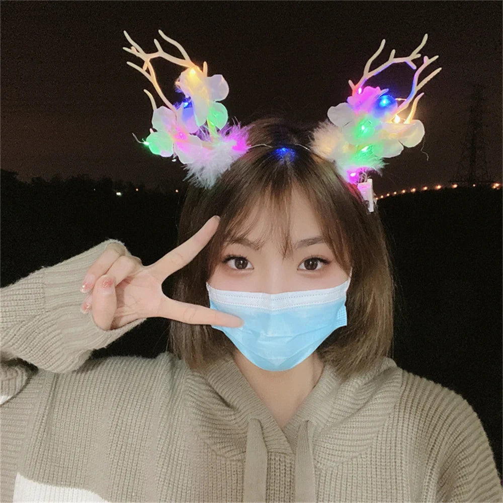 LED Light Antler Headband Cute Christmas Party Atmosphere Decoration