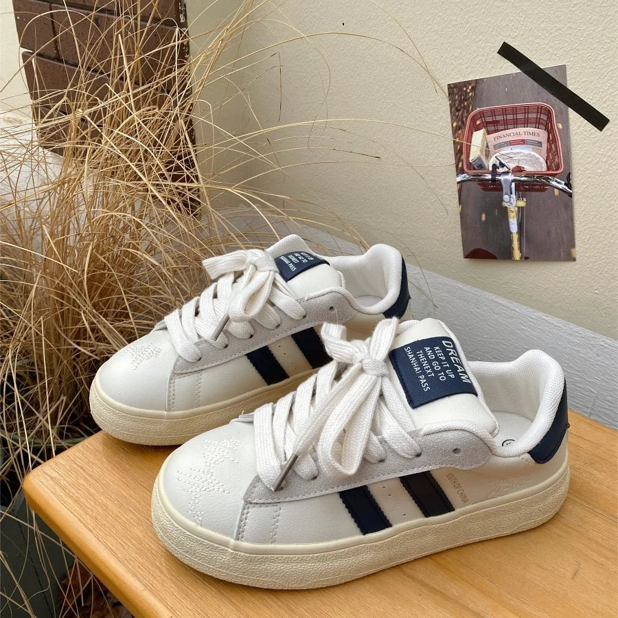 Women's Shoes 2025 Spring New Platforms Sneakers Breathable White Shoes Comfortable Casual Flats Non Slip Vulcanized Shoes