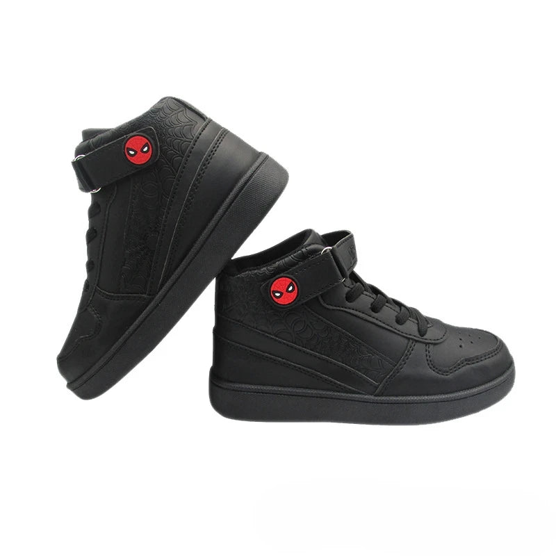 Kids'Casual Shoes Boys Cartoon PU Leather Spring Outdoor Flat Bottom Shoes For Anti-slip Soft Bottom Black Size 28-33