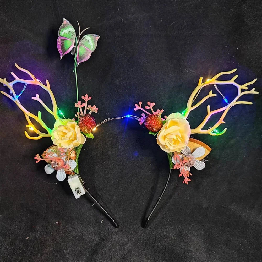 LED Light Antler Headband Cute Christmas Party Atmosphere Decoration