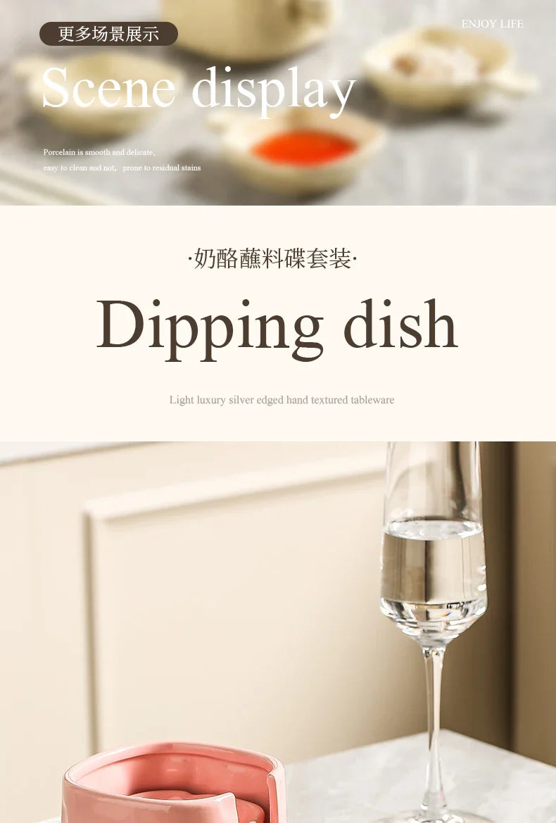 Dish Chinese New Household Solid Cream Wind Square Hot Pot Sauce Dishes 3.5 Inch High Aesthetic Plate