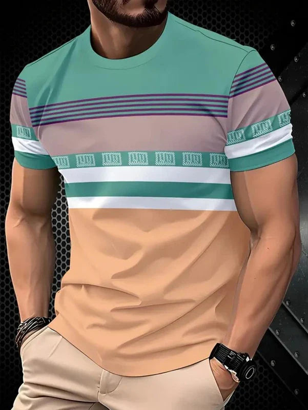 Summer Men Clothes Short Sleeve Round Neck Tops T Shirt Men Casual Fashion Fitness Running Sport Tops High Elasticity