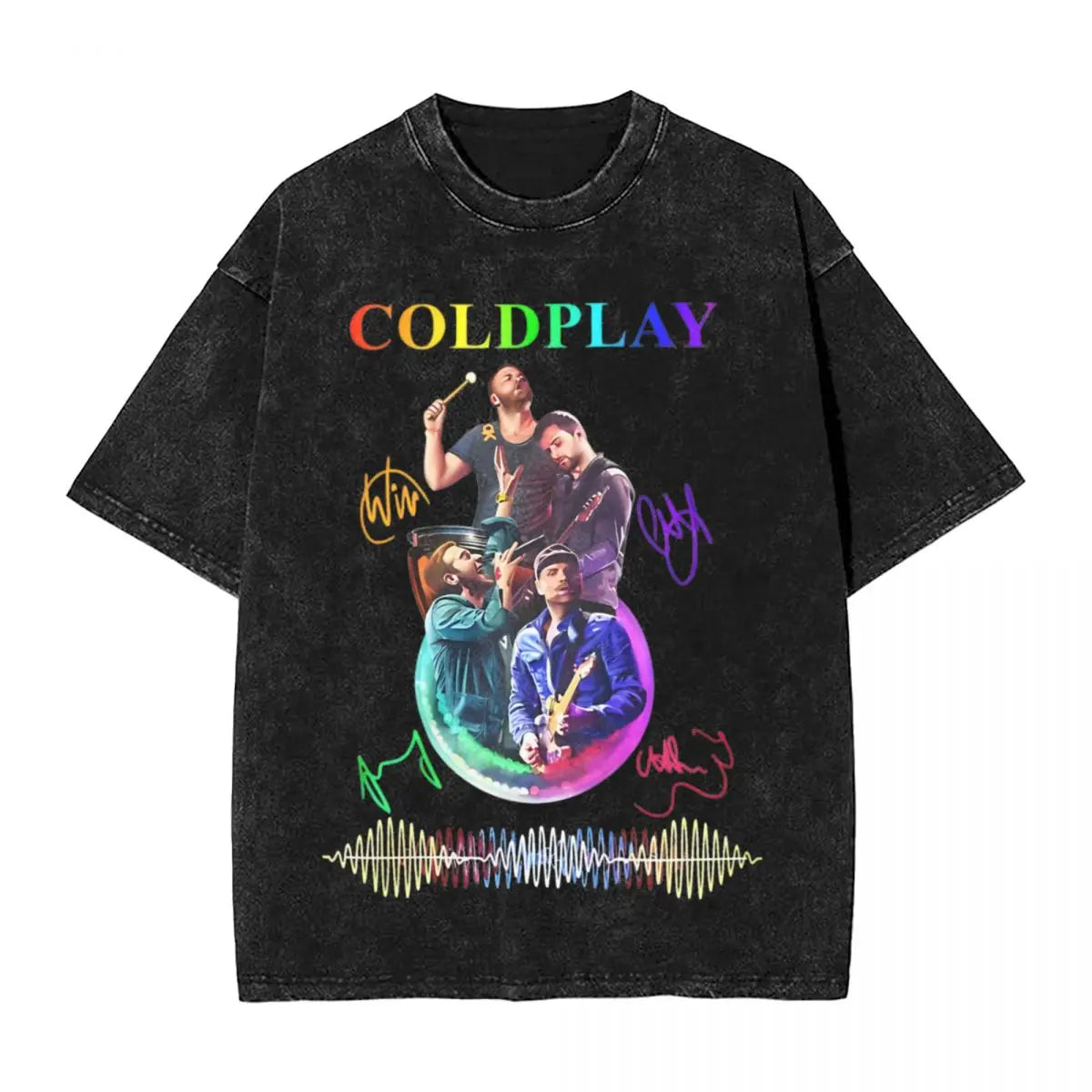 Head Full of Dreams Washed T Shirts Streetwear Novelty T-Shirt Coldplays World Tour 2024 Tee Shirt Cotton High Street