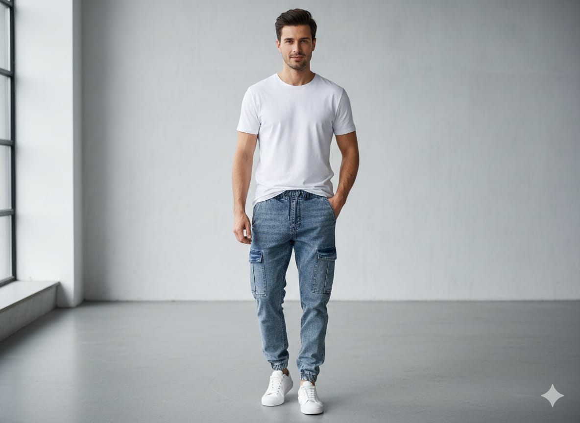 Premium Denim Cargo Jogger Pant