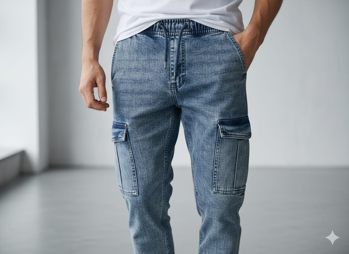 Premium Denim Cargo Jogger Pant