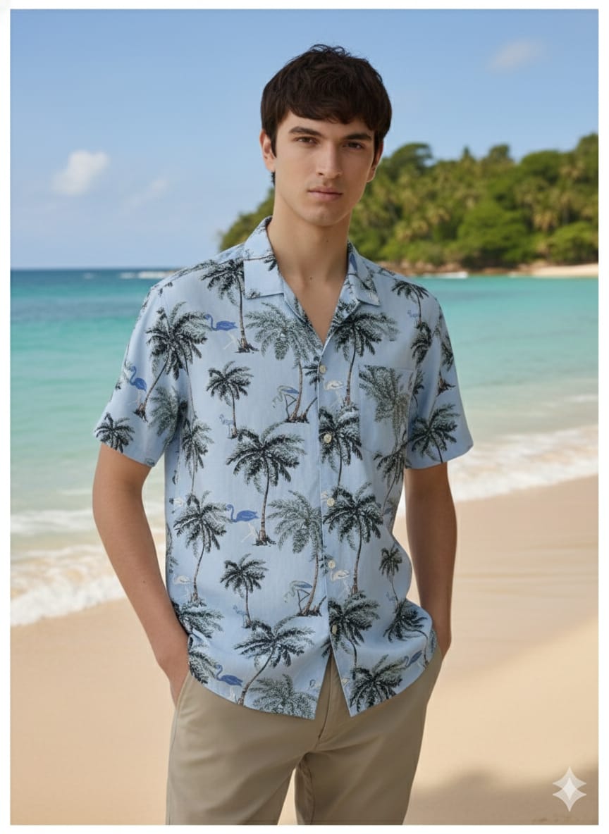 J Hart & Bros Cuban Collar Beach Shirt