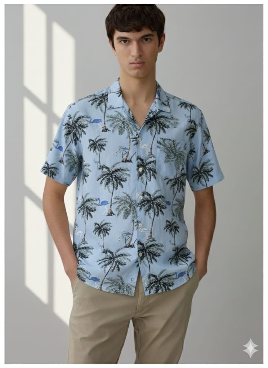J Hart & Bros Cuban Collar Beach Shirt