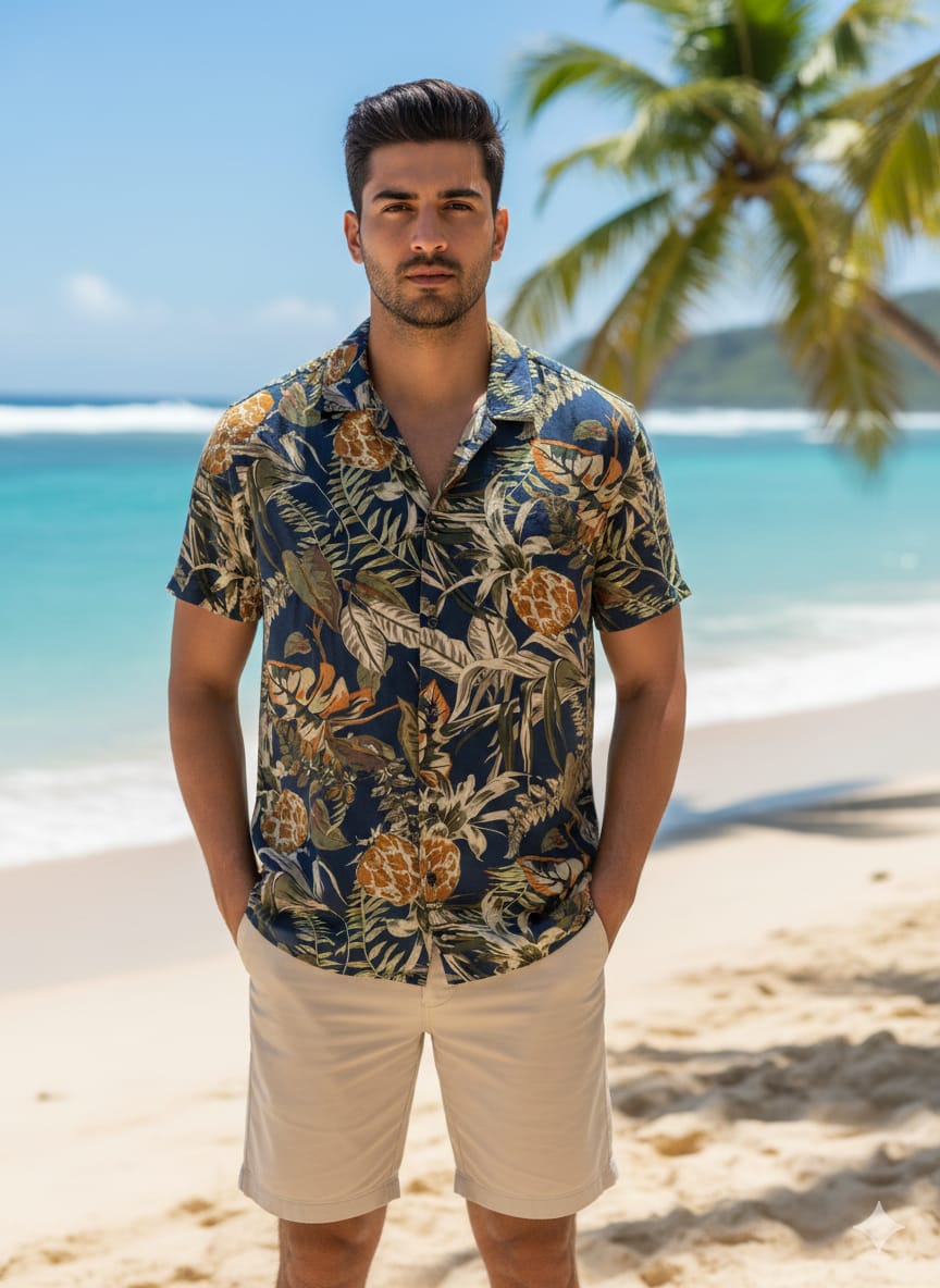 J Hart & Bros Cuban Collar Beach Shirt