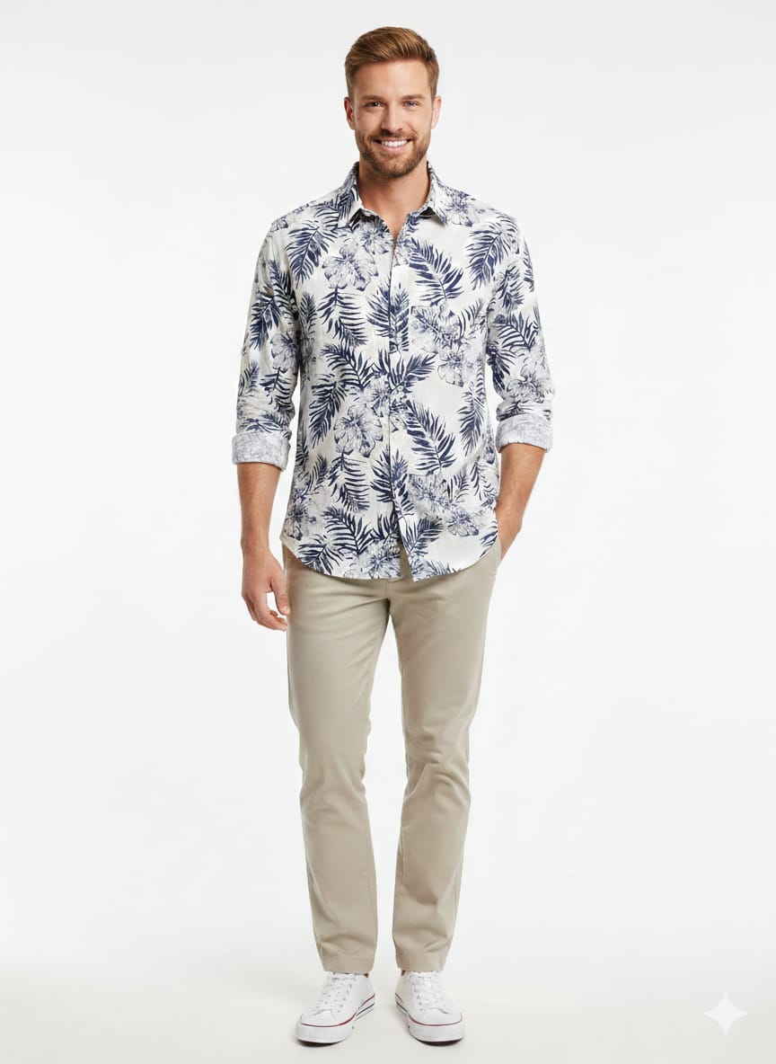 J Hart & Bros linen floral summer shirt