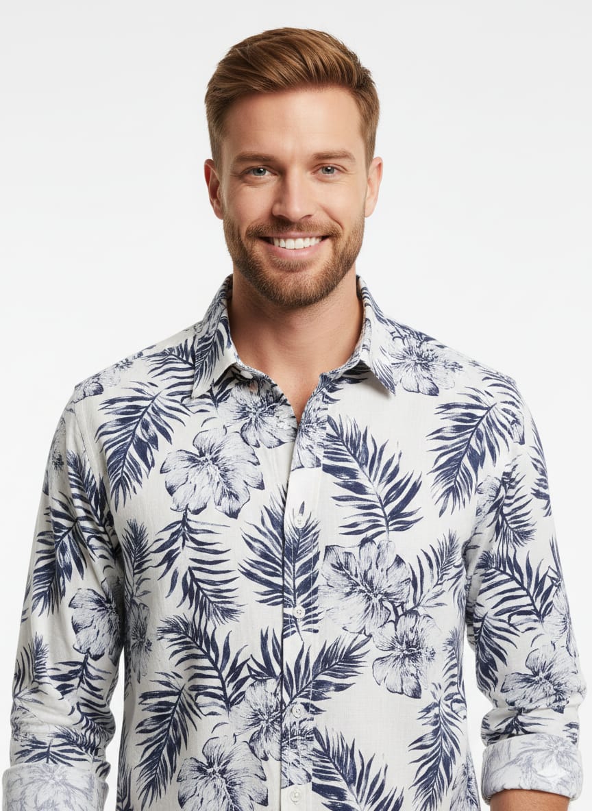 J Hart & Bros linen floral summer shirt