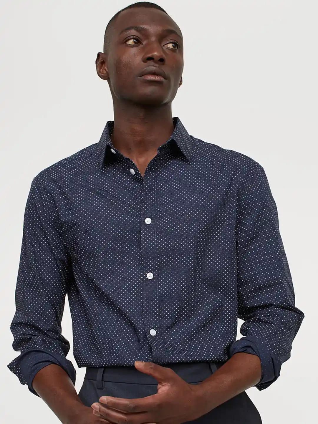 H&M Slim Fit Woven Shirt – Cotton & Polyester Blend
