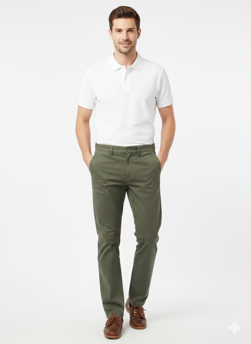 Cotton & Silk Olive Chino Pant