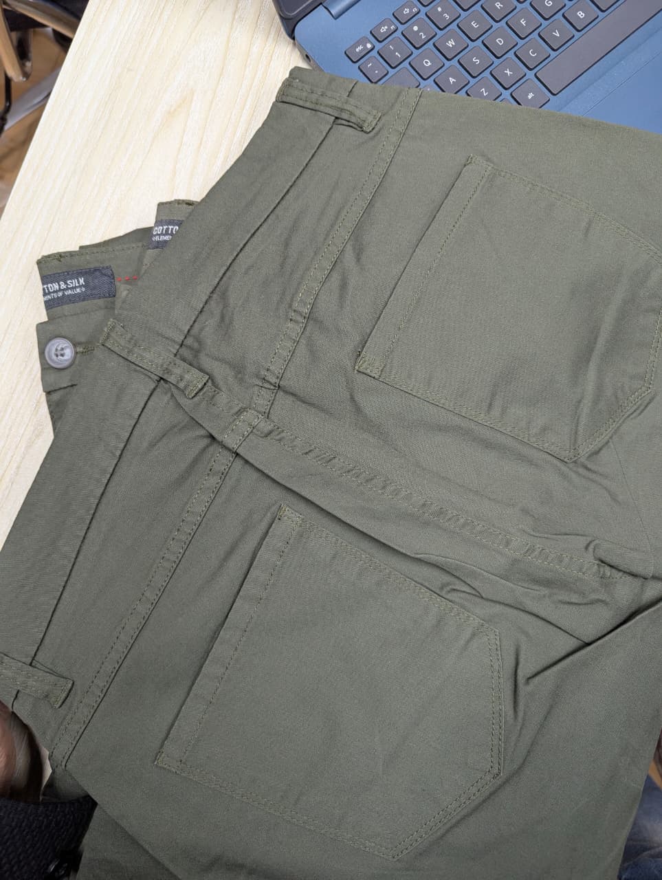 Cotton & Silk Olive Chino Pant