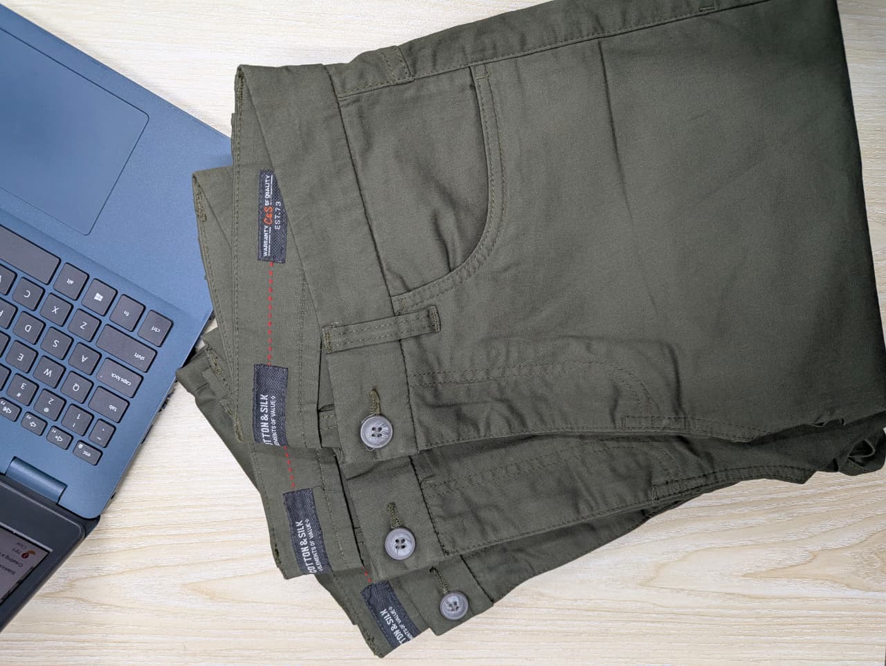 Cotton & Silk Olive Chino Pant