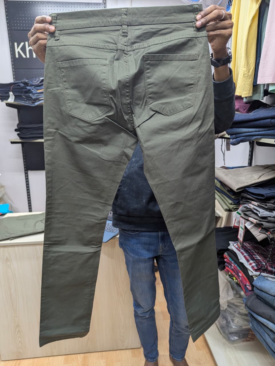 Cotton & Silk Olive Chino Pant