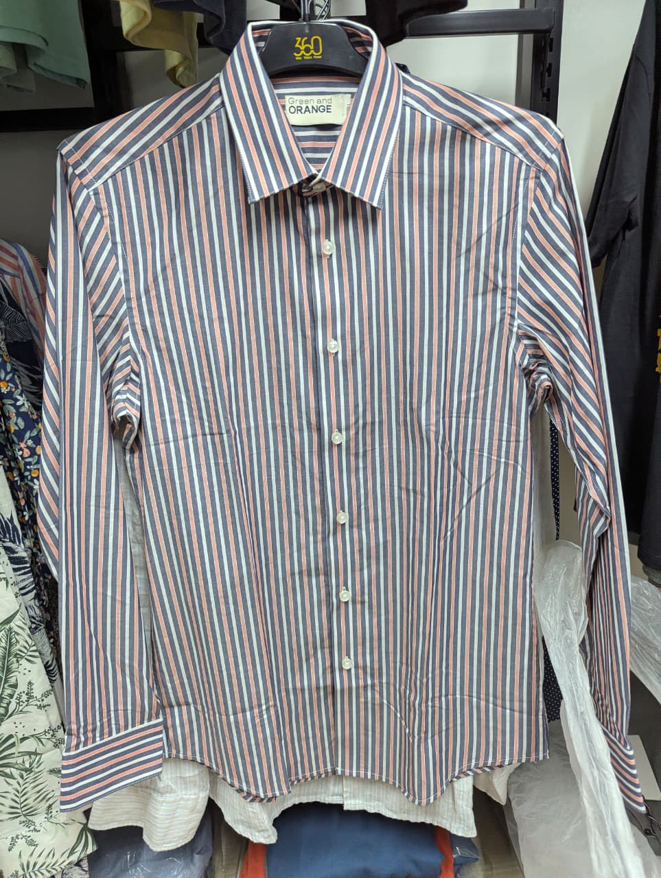 Green & Orange Stripe Summer Formal Shirt – S