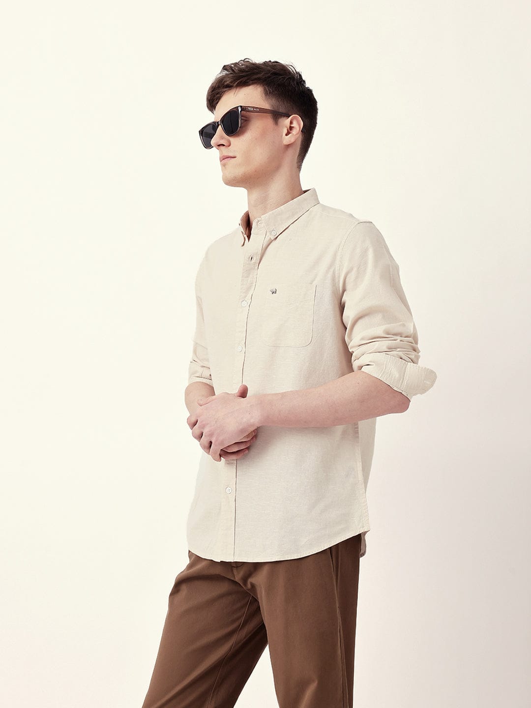 The Bear House Solid Cotton Shirt