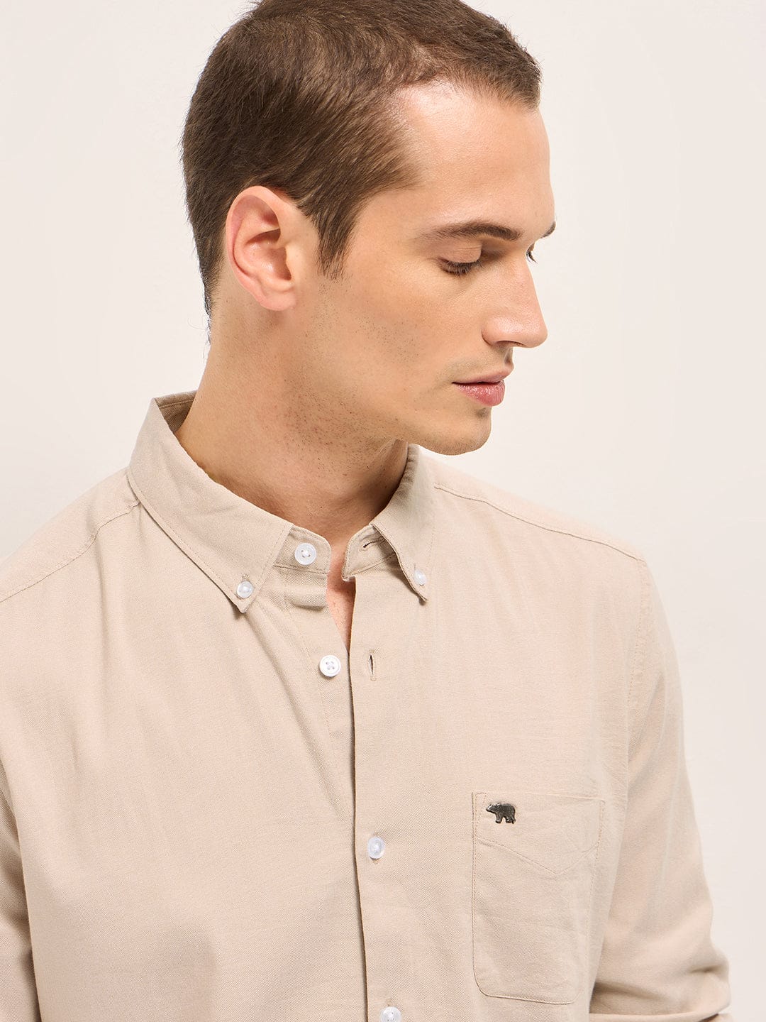 The Bear House Solid Cotton Shirt