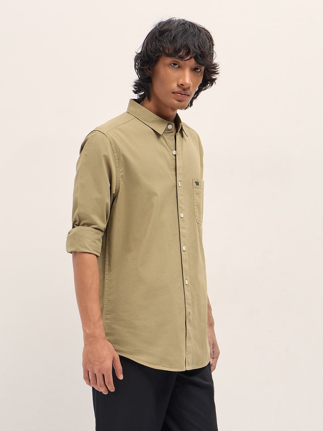 The Bear House Solid Cotton Shirt