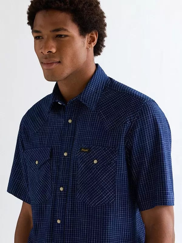 Wrangler Western Short Sleeve Shirt – Navy