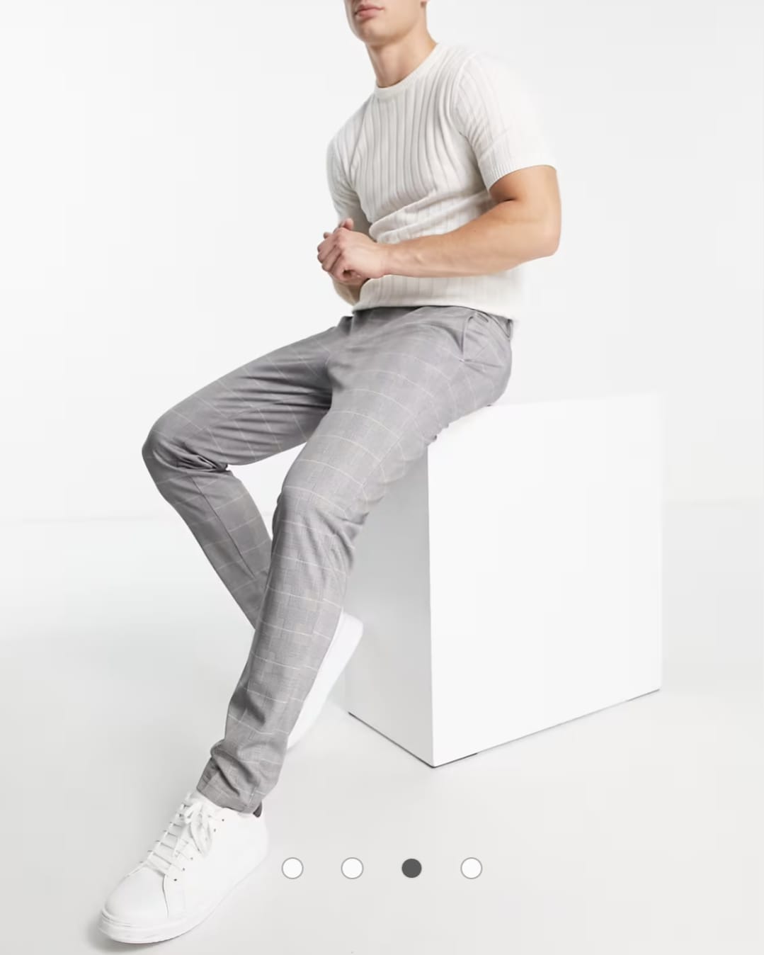 Jack & Jones Intelligence Slim Fit Jersey Trousers – Grey Check