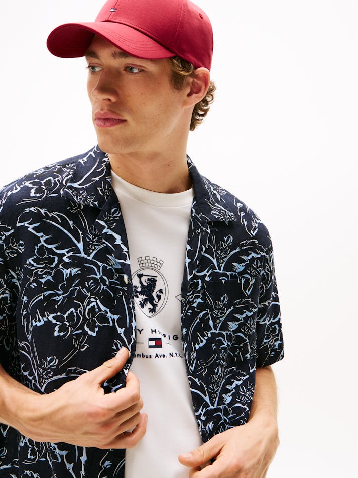 Tommy Hilfiger Printed Linen Shirt – Blue (XXL Only)