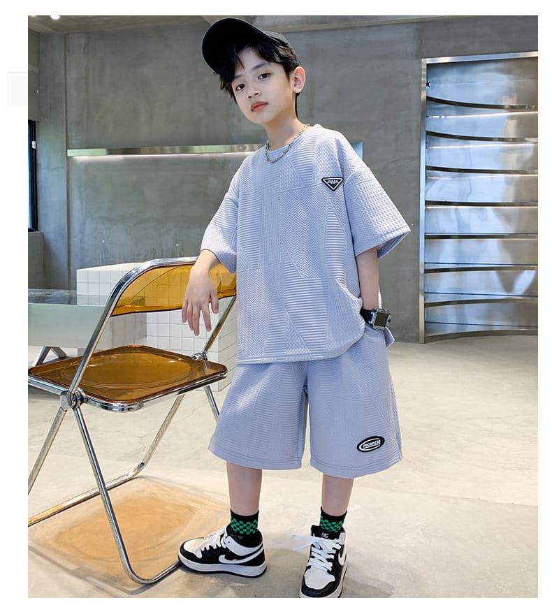 New Teenager Casual Outfits Children Trends Clothes Suits Kids Short Sleeves Tops+Baggy Pants 2Pcs