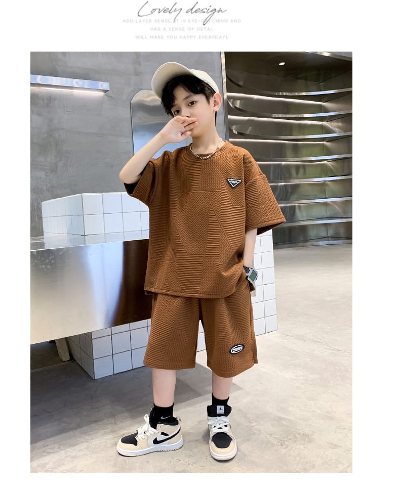 New Teenager Casual Outfits Children Trends Clothes Suits Kids Short Sleeves Tops+Baggy Pants 2Pcs