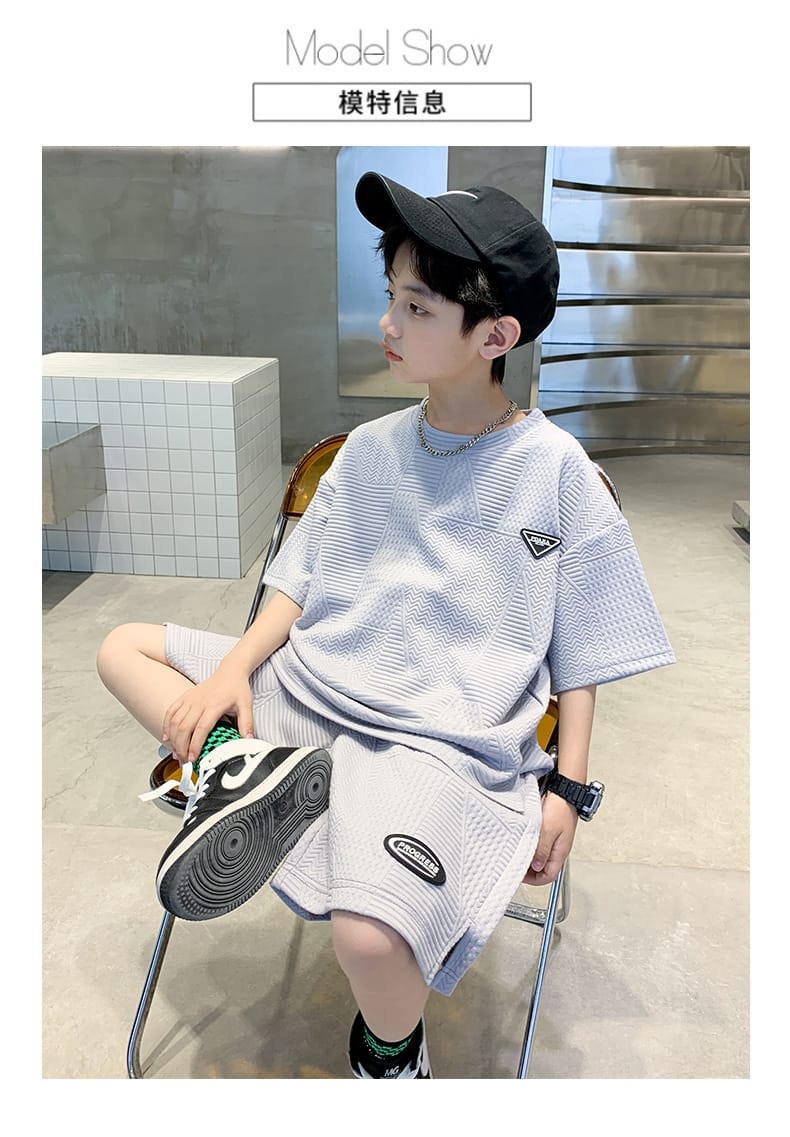 New Teenager Casual Outfits Children Trends Clothes Suits Kids Short Sleeves Tops+Baggy Pants 2Pcs