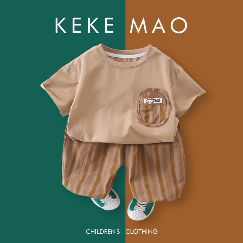 Summer Kid's Clothing Sets Boys' Short Sleeve Outfit Vertical Stripes T-shirt Pants 2Pcs Trendy Children's Costume Stylish