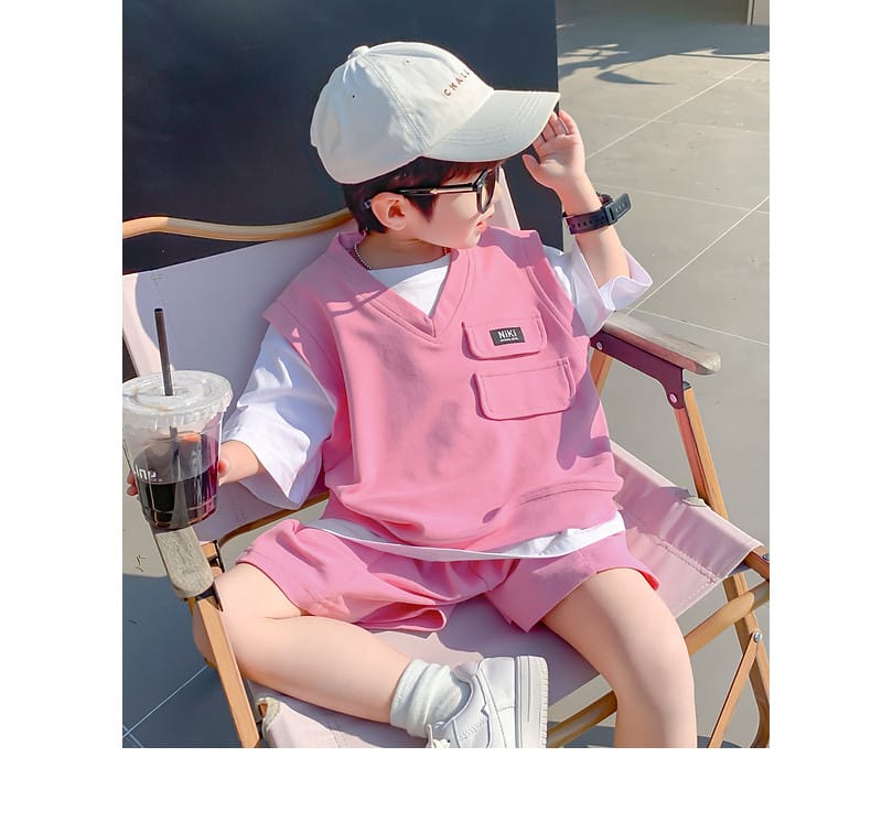 Summer Baby and Boys Cotton Contrast Patchwork t-Shirt Tops+Shorts Pant Sets School Kids Tracksuit Child 2PCS Outfit 1-10 Years