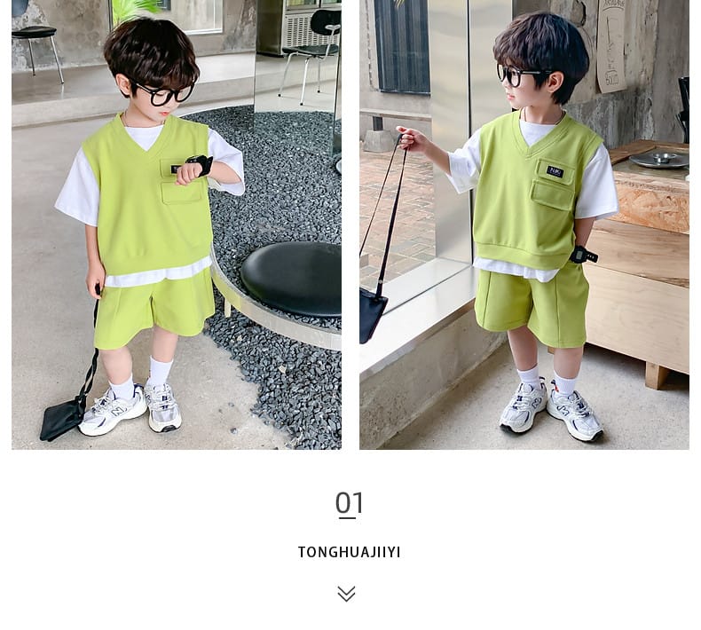 Summer Baby and Boys Cotton Contrast Patchwork t-Shirt Tops+Shorts Pant Sets School Kids Tracksuit Child 2PCS Outfit 1-10 Years