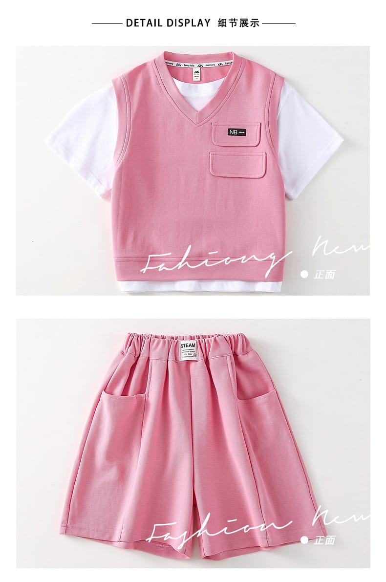 Summer Baby and Boys Cotton Contrast Patchwork t-Shirt Tops+Shorts Pant Sets School Kids Tracksuit Child 2PCS Outfit 1-10 Years