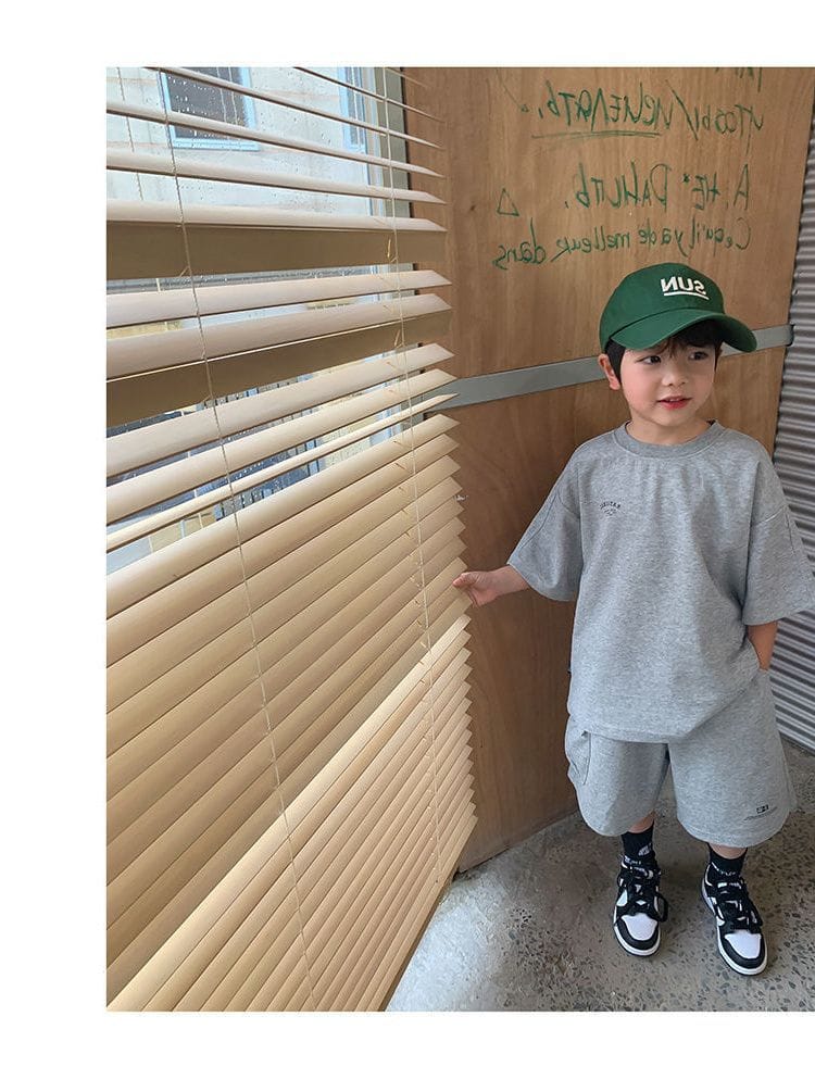 Summer Casual Boys Cotton Loose Alphabet T-shirt Tops+Short Pants Set School Kids Tracksuit Children 2-Piece Outfit Suit 2-14Yrs