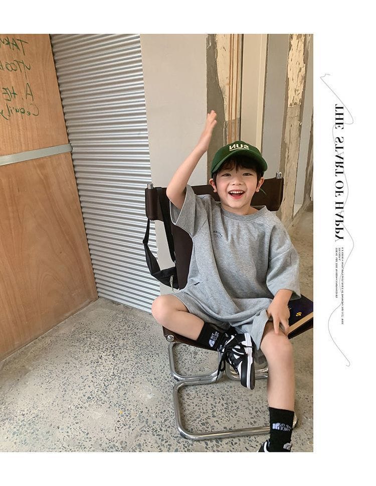 Summer Casual Boys Cotton Loose Alphabet T-shirt Tops+Short Pants Set School Kids Tracksuit Children 2-Piece Outfit Suit 2-14Yrs