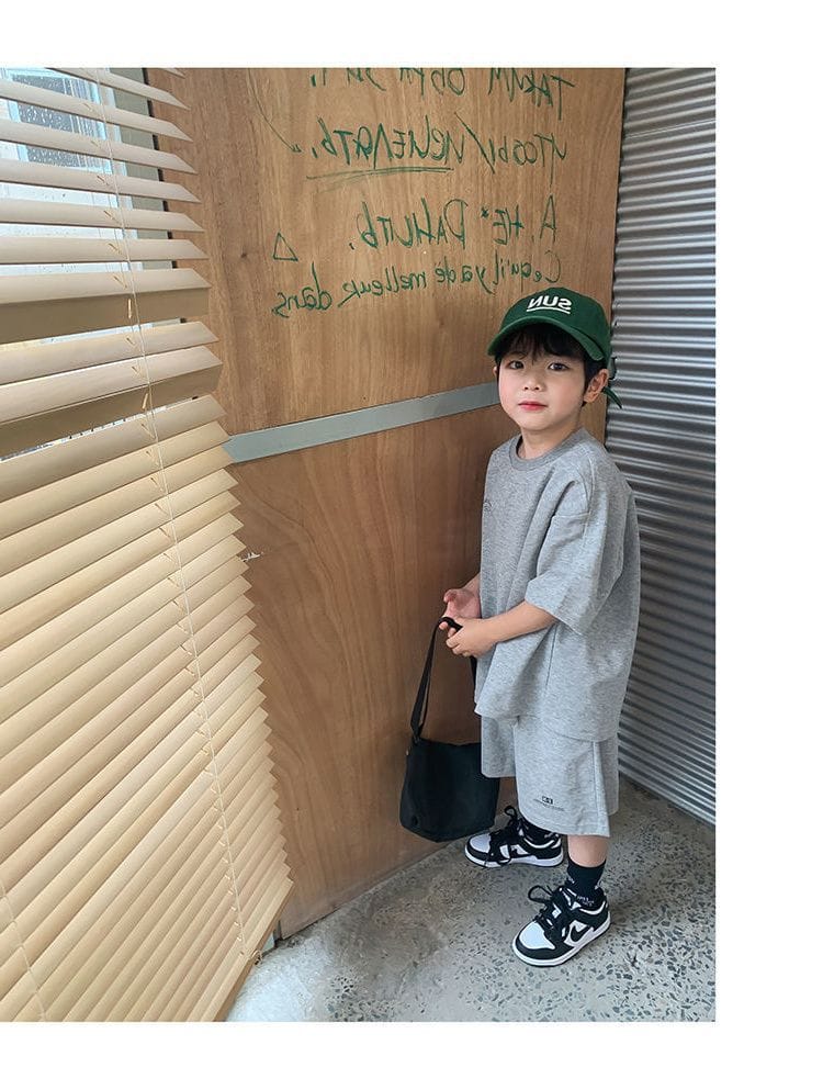 Summer Casual Boys Cotton Loose Alphabet T-shirt Tops+Short Pants Set School Kids Tracksuit Children 2-Piece Outfit Suit 2-14Yrs