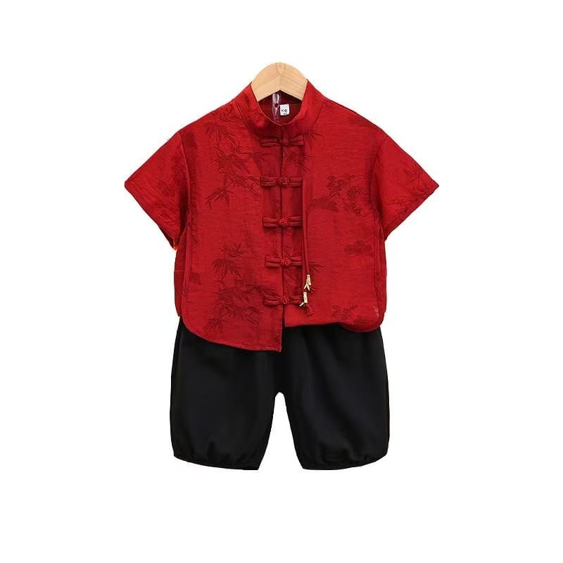 Chidren Clothing Set Casual Boys Summer Chinese Style Short Sleeve Shirt Shorts 2 PCs Set Kids Chinese Traditional Clothing