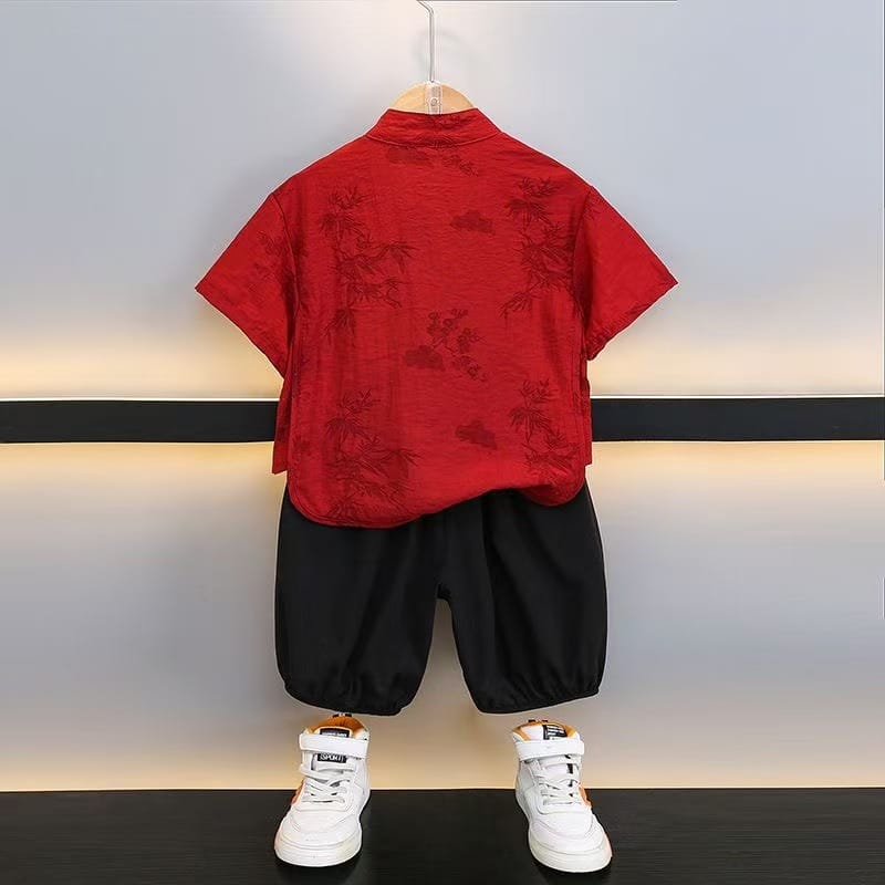 Chidren Clothing Set Casual Boys Summer Chinese Style Short Sleeve Shirt Shorts 2 PCs Set Kids Chinese Traditional Clothing