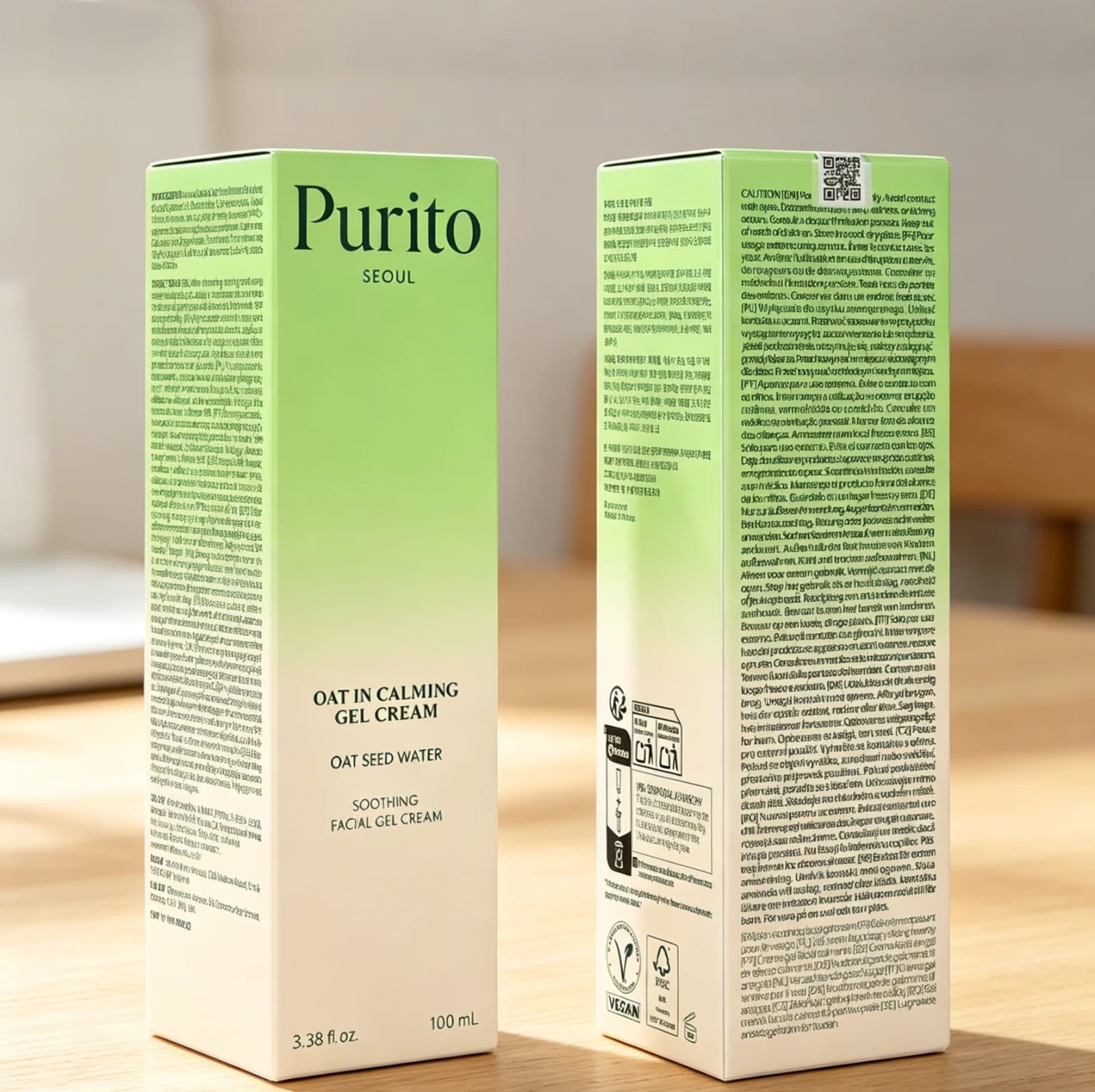 PURITO Oat Calming Gel Cream 100ml All Skin Types Vegan Moisturizer Anti-Aging Soothing Solution Lightweight Non-Comedogenic