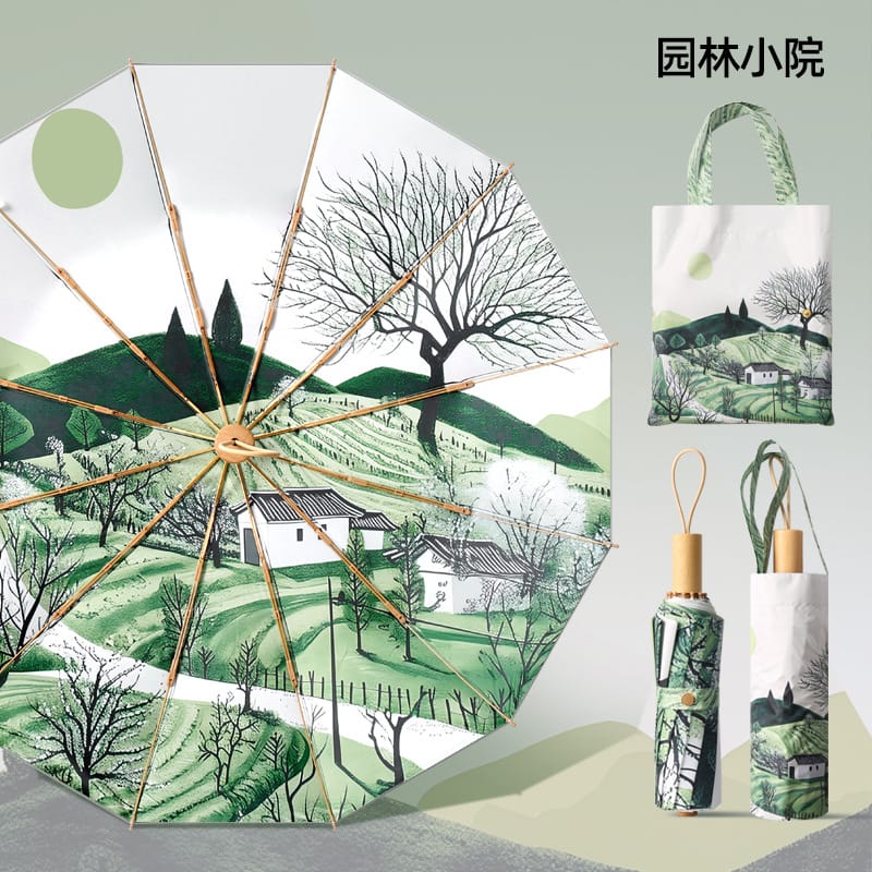 Double-layer Double-flower Black Rubber Sunscreen Rain Dual-Purpose Folding Umbrella