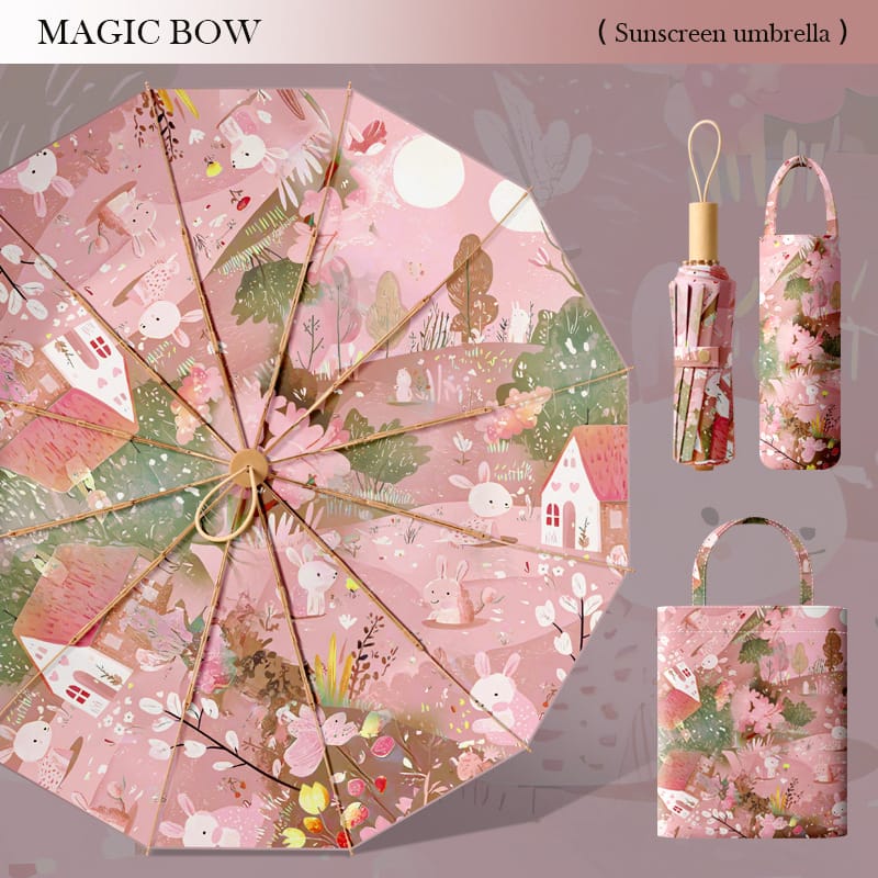 Double-layer Double-flower Black Rubber Sunscreen Rain Dual-Purpose Folding Umbrella