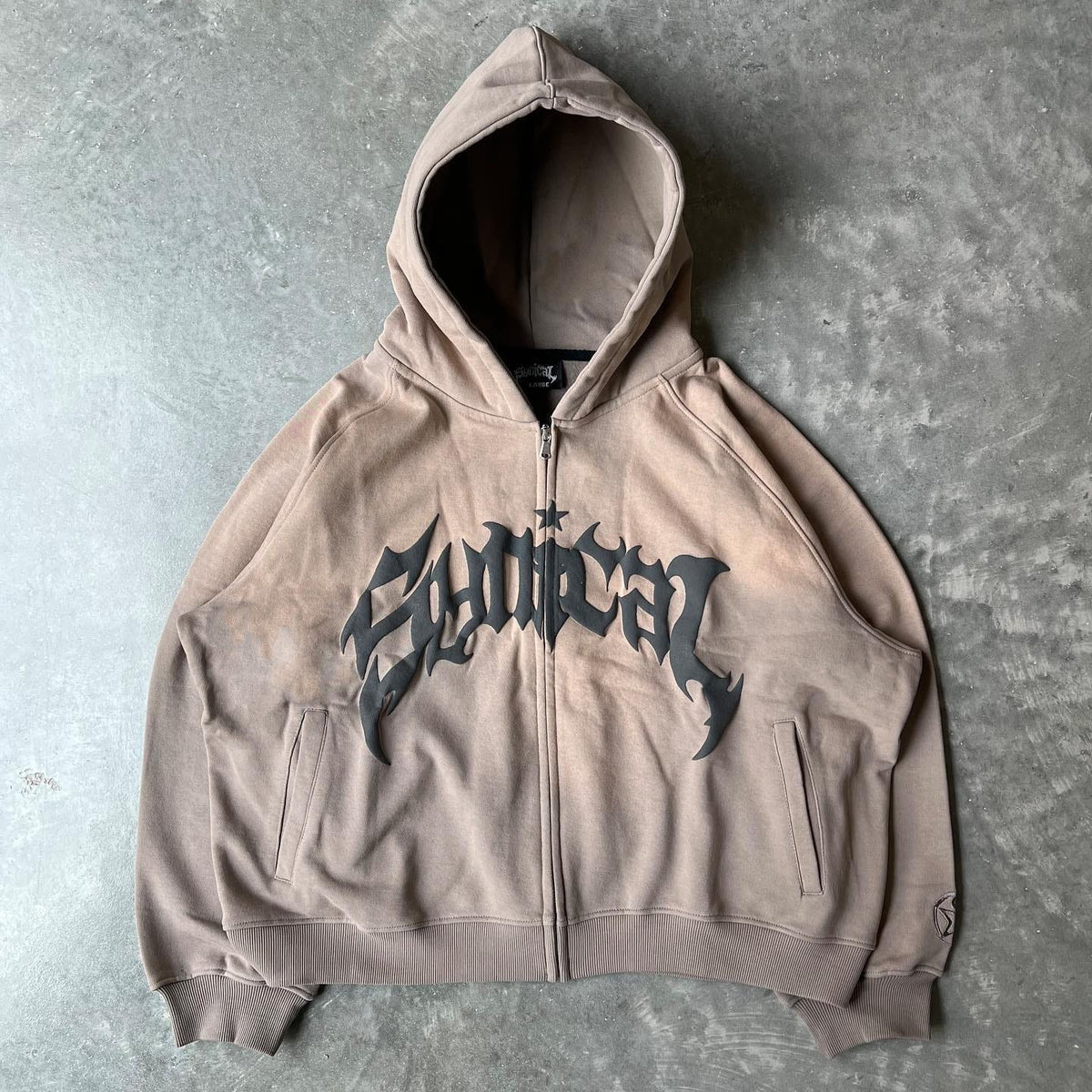 New Arrival American Retro Zip-Up Hoodie Gothic Letter Star Print Hoodie Trendy Men's Casual Jacket