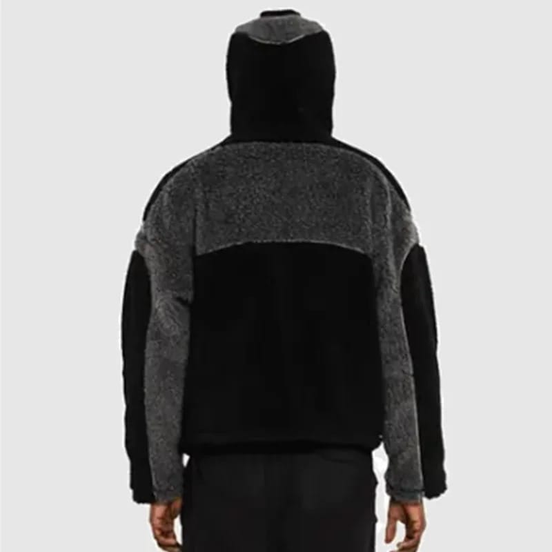 Cross-border autumn/winter hip-hop trendy lamb wool patchwork cardigan