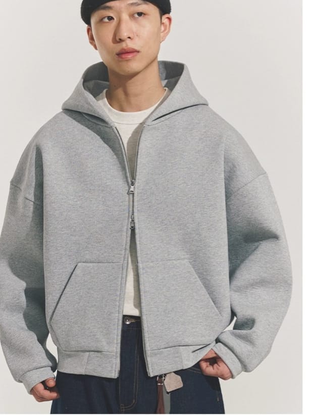 Export Pure Cotton Jacket Gray Hooded Sweatshirt Men's Spring and Autum Casual American Trendy Brand Couple Cardigan