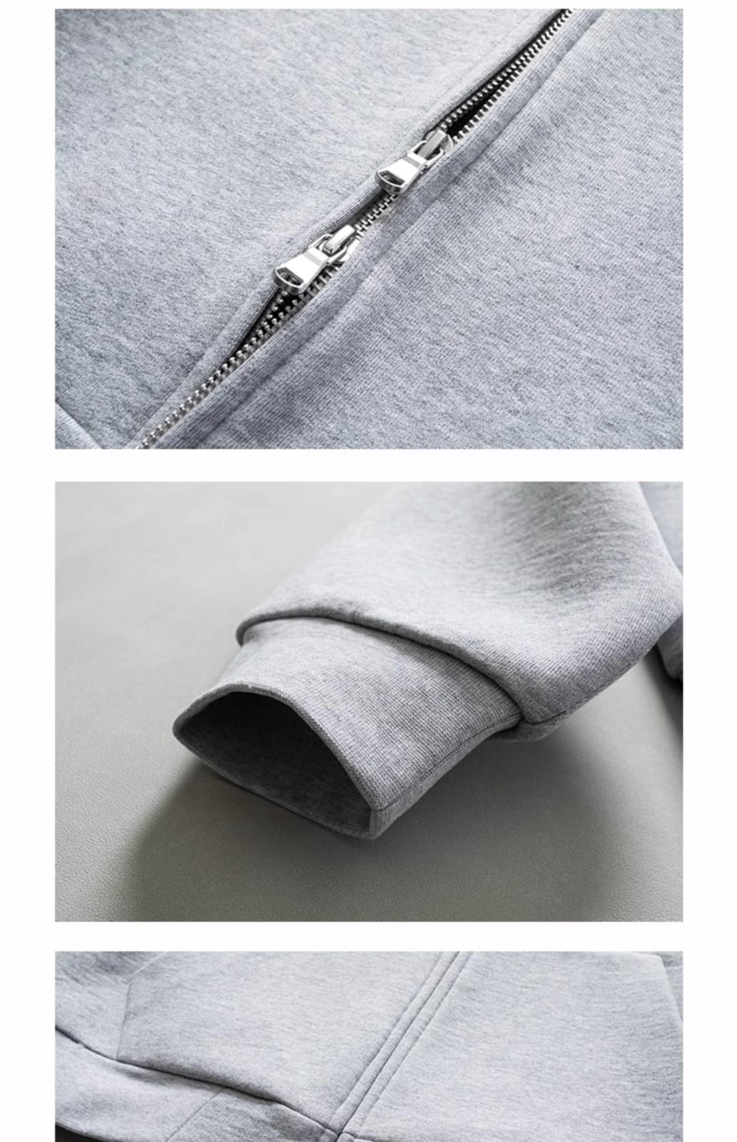 Export Pure Cotton Jacket Gray Hooded Sweatshirt Men's Spring and Autum Casual American Trendy Brand Couple Cardigan
