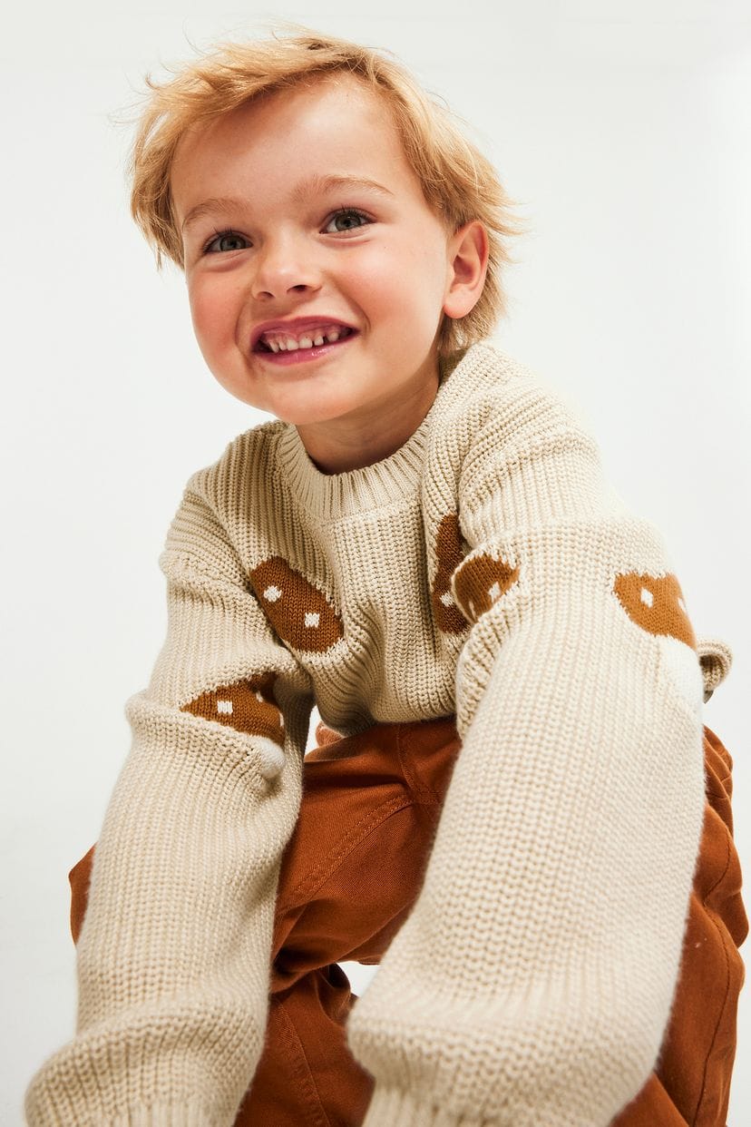 Knitted sweater with a mushroom pattern (4-6 Years)Available