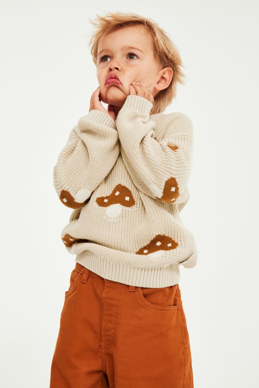 Knitted sweater with a mushroom pattern (4-6 Years)Available