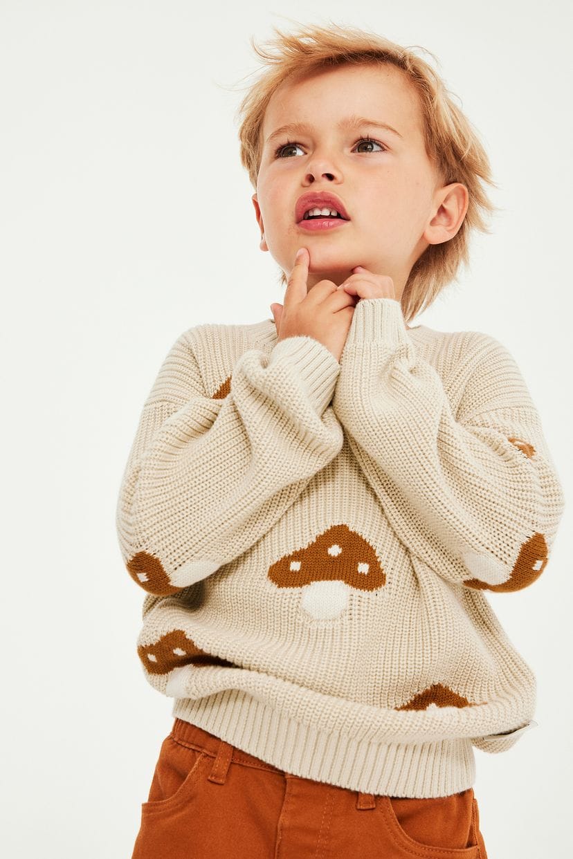 Knitted sweater with a mushroom pattern (4-6 Years)Available