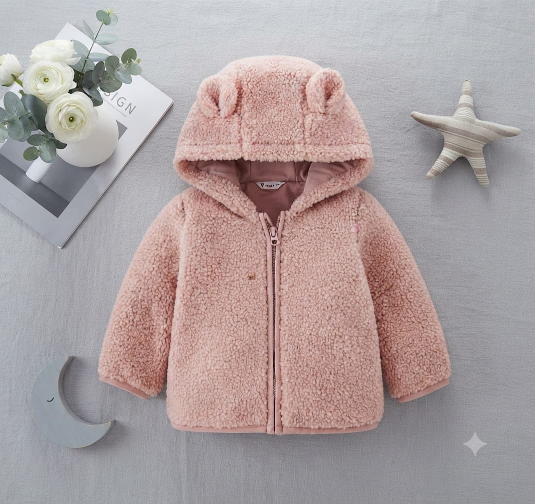 Baby Girl Borg Jacket (Newborn - 4-8 months) - Pink Available
